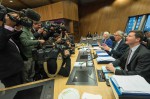 Catherine Day, Jean-Claude Juncker & Martin Selmayr in front of the press after the Juncker Commission's first weekly meeting in early November (credit: European Union, 2014)