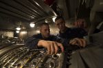 work on gas turbine aboard USS Ross (photo US Naval Forces)