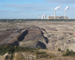 An open cast mine provides lignite for Belchatow power station, Poland (credit: Andrew Hill, via Flickr)