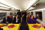 Leaders from China and 16 Central and East European countries on the high-speed train from Shanghai to Suzhou