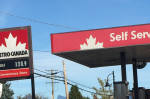 petrol station in Gibsons, British Columbia, Canada, October 2015 (photo Bob Cotter)